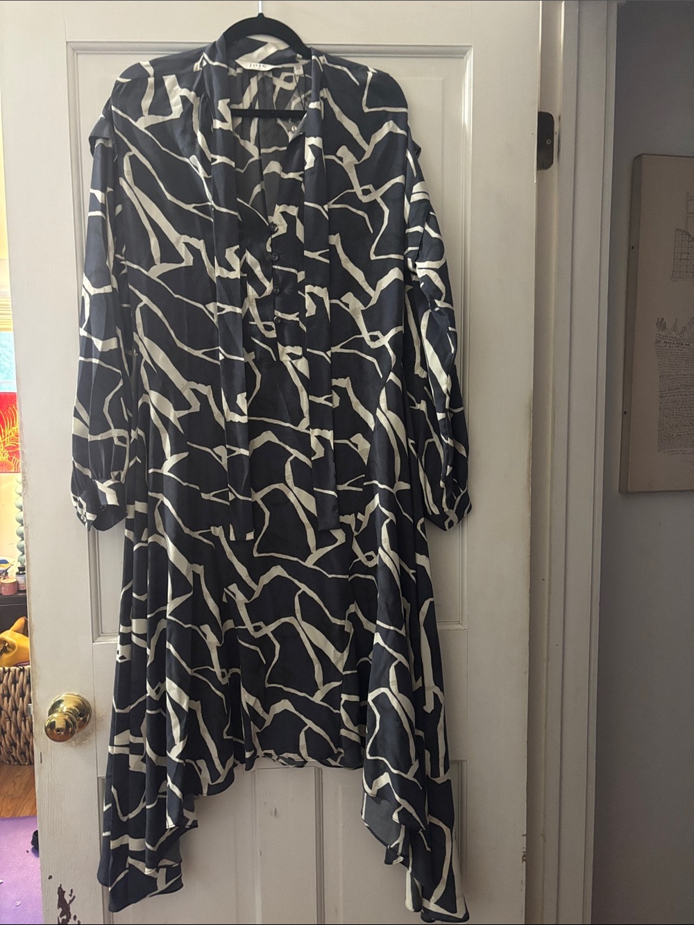 Joie Blue and White Buckley Asymmetrical Print Dress